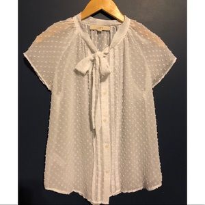 LOFT White Swiss Dot Blouse